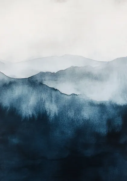 NAMI -波‐ White Echoes  Negative Space Mountain Art, Minimalist Japandi Canvas - Ck