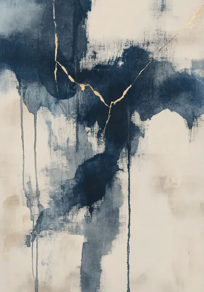 NAMI -波‐ Indigo Tide No.1  Wabi-Sabi Blue Abstract Wall Art, Japandi Canvas - Ck