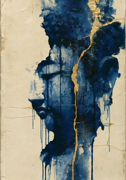 NAMI -波‐ Meditative Buddha No.4 Japanese Surreal Abstract Art, Indigo Zen Canvas Print - Ck