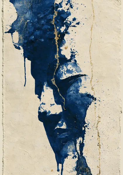 NAMI -波‐ Meditative Buddha No.3 Japanese Surreal Abstract Art, Indigo Zen Canvas Print - Ck