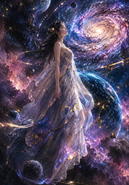 Nebula — Japanese Kintsugi Cosmic Goddess Art - KINTSUGI LUMI