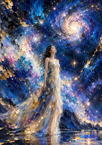 Kintsugi Cosmic Female Portrait — Starlight Dream - KINTSUGI LUMI