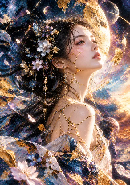 Eternity — Japanese Kintsugi Cosmic Female Portrait - KINTSUGI LUMI