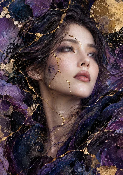 金継ぎの月影、幻想の肖像 - hiro