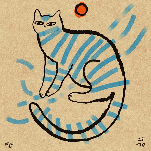 Blue Striped Cat - Enikő Eged