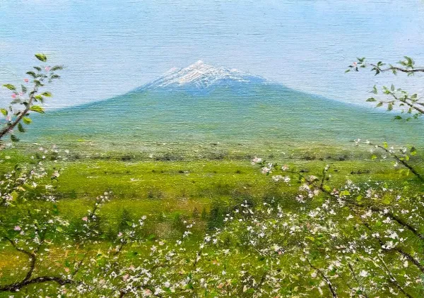 林檎の花と岩木山 - 森壽男