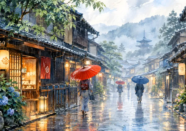 Machiya Memories in Rain - HIRUHA