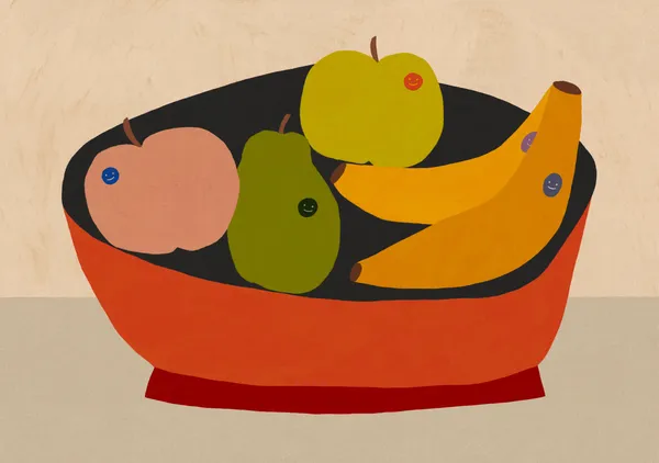 Fruit with stickers - Sophie Deller