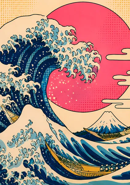 Pop Art Great Wave – Neon Kanagawa Wave Print | Japanese Ukiyo-e Inspired Wall Art - yocco