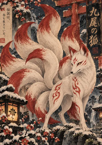 Kyubi no Kitsune — Japanese Yokai Art - NATSUKASHI