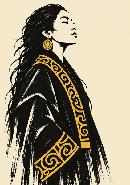 Quiet Strength — Ainu Woman in Cream｜静かな強さ — アイヌの女性・クリーム - NATSUKASHI