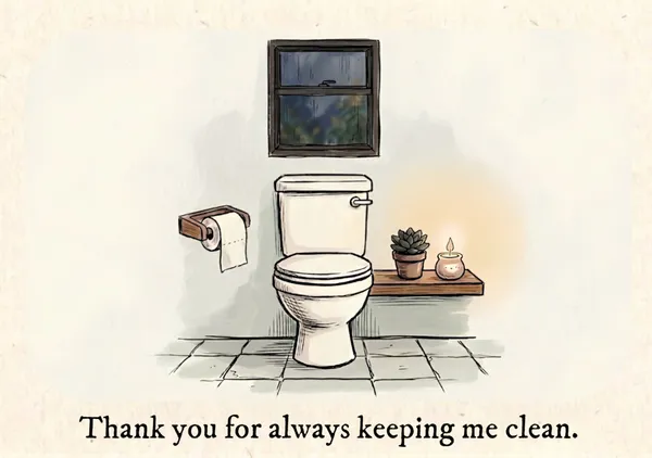 Thank you for always keeping me clean. - Mr.Toilet
