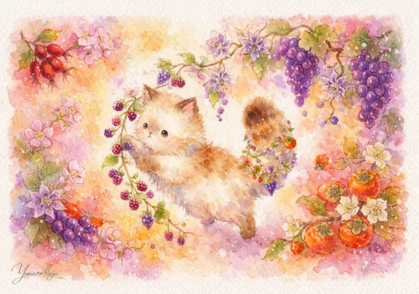 Il Gattino e la Ghirlanda di Frutti - YamaMayu