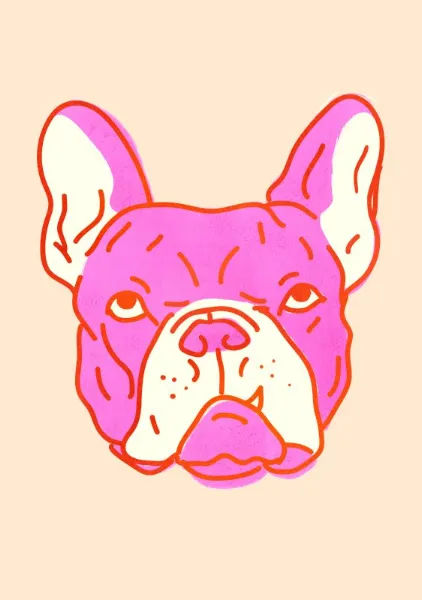 Hot Pink Frenchie - Bold Dopamine Decor French Bulldog Art - ShowMeMars