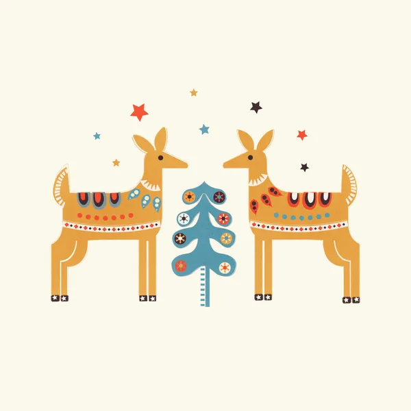 Folk Reindeer – Scandinavian Holiday Art Print - ShowMeMars