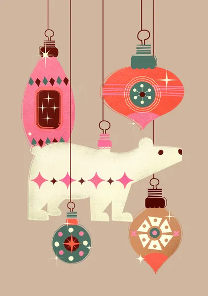 Polar Bear Ornaments – Retro Mid Century Christmas Print - ShowMeMars