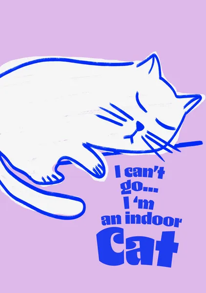 Indoor Cat Quote – Funny Lavender Blue Cat Art Print - ShowMeMars