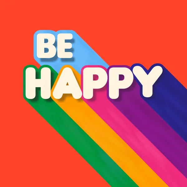 Be Happy – Colorful Retro Rainbow Typography Art Print - ShowMeMars