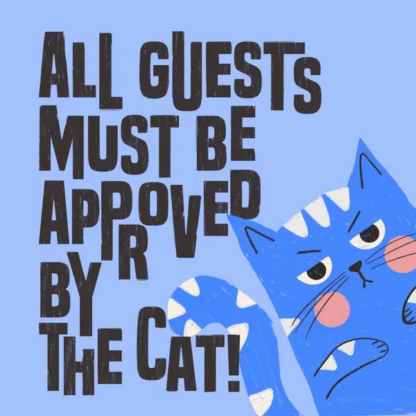Approved by the Cat Quote – Funny Blue Cat Art Print - ShowMeMars