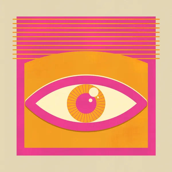 Geometric Eye – Pink & Orange Bauhaus Abstract Art Print - ShowMeMars