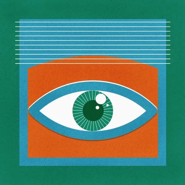 Mid Century Eye – Teal & Green Geometric Abstract Print - ShowMeMars