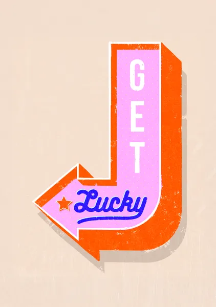 Get Lucky – Vintage Diner Arrow Neon Art Print - ShowMeMars