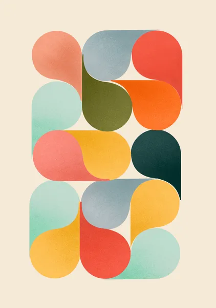Retro Teardrop Abstract – Mid Century Geometric Art Print - ShowMeMars