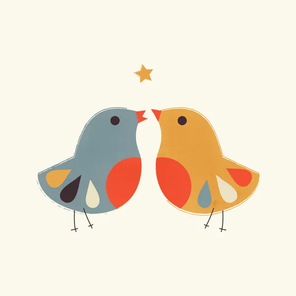 Folk Art Songbirds – Scandinavian Retro Birds Print - ShowMeMars