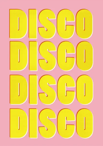 Disco Disco Pink & Yellow – Retro Typography Art Print - ShowMeMars