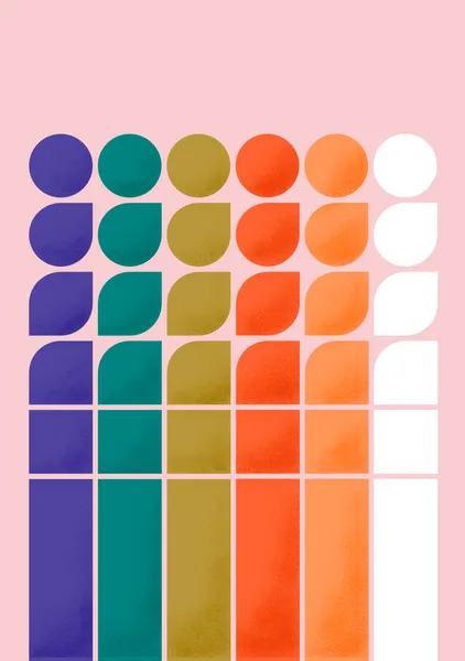 Geometric Progression – Retro Pink Modern Abstract Art Print - ShowMeMars