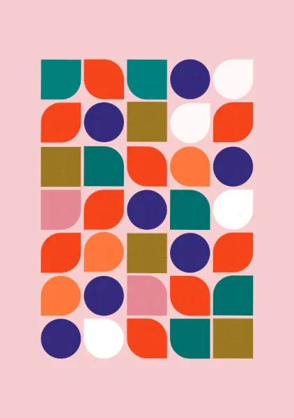 Retro Geometric Shapes Colorful Abstract Art Print - ShowMeMars