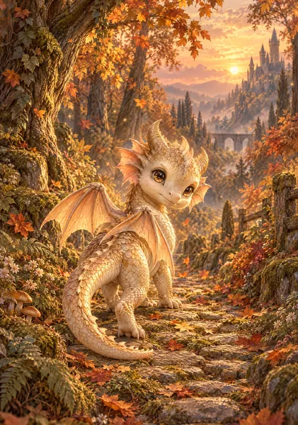 Baby Dragon Nursery Wall Art – Golden Forest（黄金の森） - TAKAHASHI
