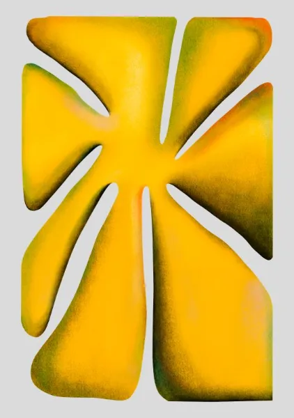 Abstract Yellow Starfish Illustration with Geometric Organic Shapes and Textured Colors - Pablo Ferreira