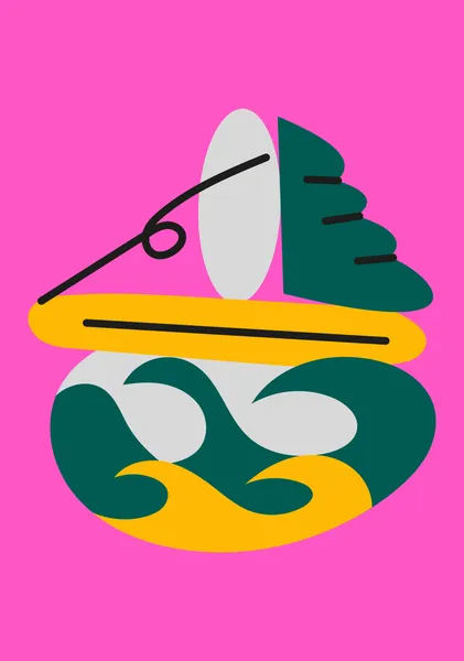 Boat on Waves Against a Pink Background - Pablo Ferreira
