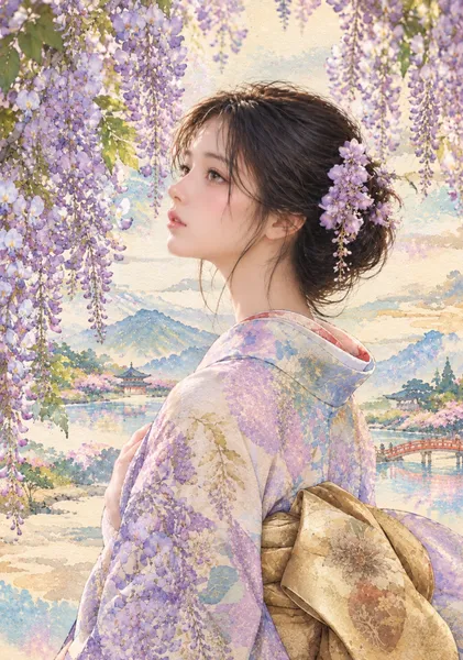 藤棚の下で　Beneath the Wisteria Trellis - 日本の風