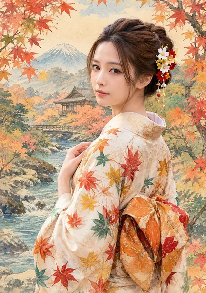 紅葉とせせらぎ　Maple Leaves and the Shimmering Stream - 日本の風