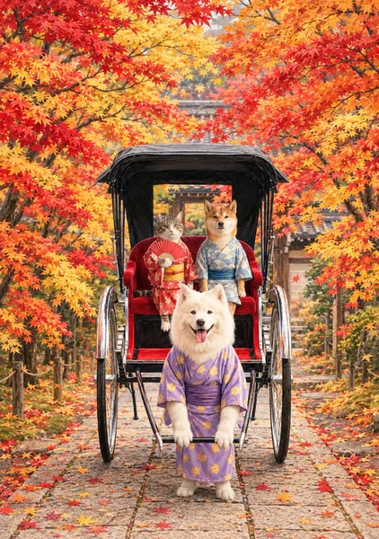 人力車で行く秋の散歩　Autumn Stroll by Rickshaw - 日本の風