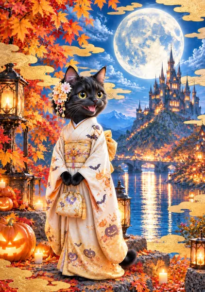 異国のお城を望む秋の宵　An Autumn Evening Overlooking a Foreign Castle - 日本の風
