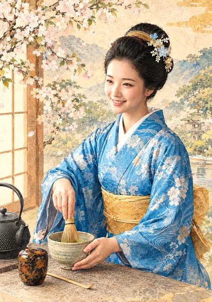 茶筅を動かす穏やかな朝　A Peaceful Morning Whisking Tea - 日本の風