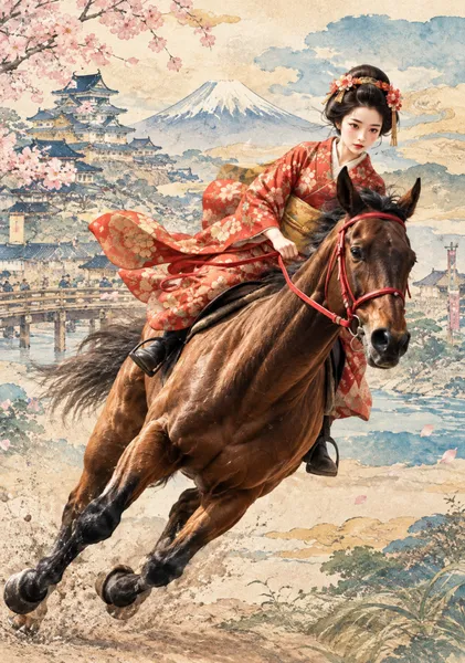 乗馬の名手　An Expert Horseback Rider - 日本の風