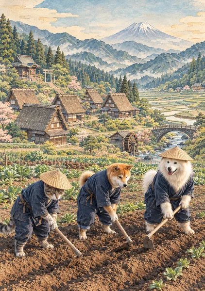 土を耕す穏やかな日々　Peaceful Days Tilling the Earth - 日本の風