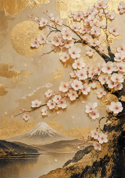 『金月燦然 富士に咲く』　ーThe Golden Moon and Blooming Sakura over Mt. Fujiー - 陽古