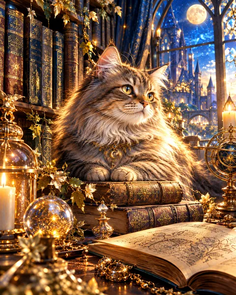 『月夜の魔法書庫と黄金の猫』ーThe Guardian of the Forbidden Archivesー - 陽古