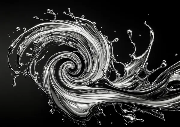 『白銀の旋流』 ーLiquid Silver Vortex on Matte Blackー - 陽古