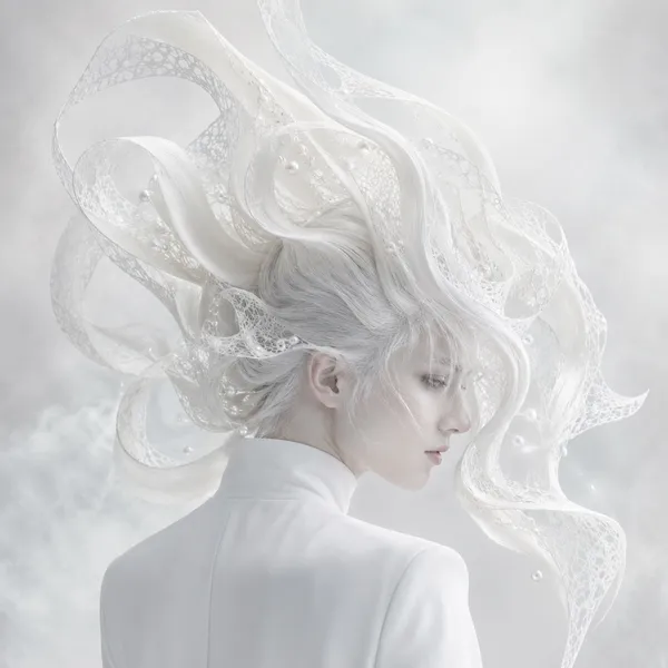 PORCELAIN VEIL／白磁のヴェール (20in x 20in) - レイカミヤ