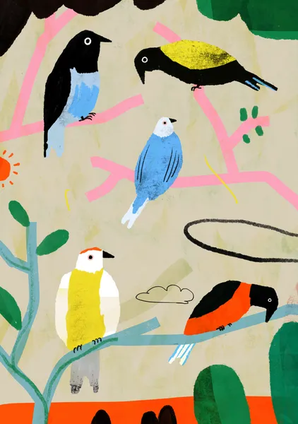 Birds on Beige - MotMot