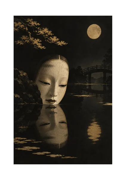 能アート「月夜の水鏡」｜A5ジークレープリント - NATSUKASHI