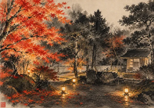 紅葉の灯る庭 - さや