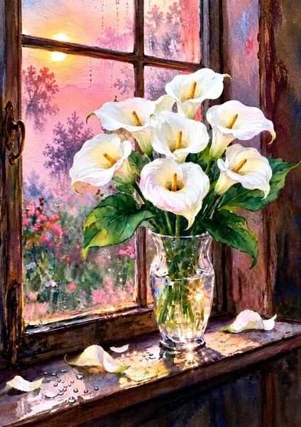 窓辺のカラー / Calla Lilies by the Window - misha