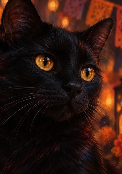 The Black Cat Waiting for the Festival｜祭りを待つ黒猫 - Cozy Mochi Studio